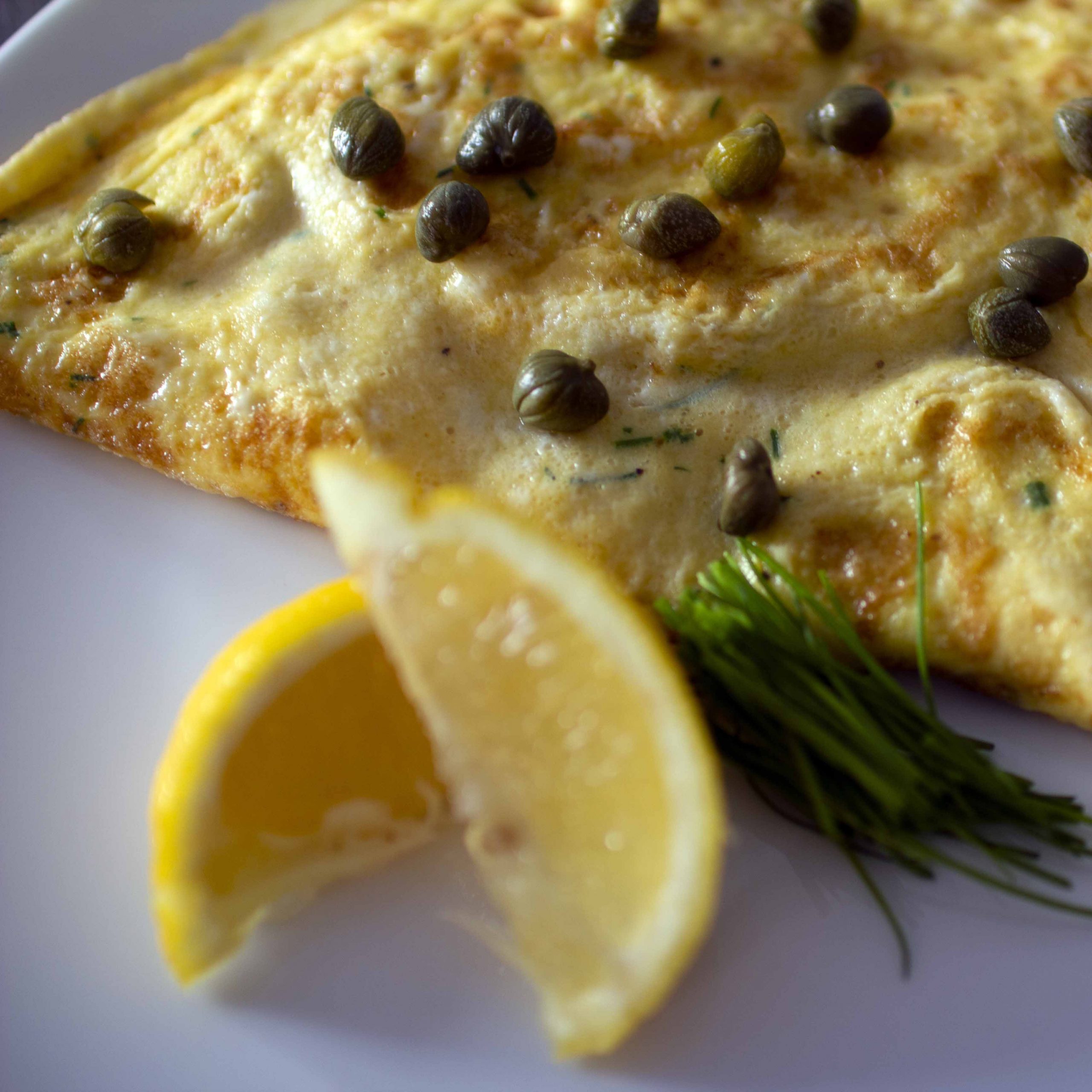 Witheridge, Smoked Salmon &#038; Chive Omelette with Capers &#038; Lemon